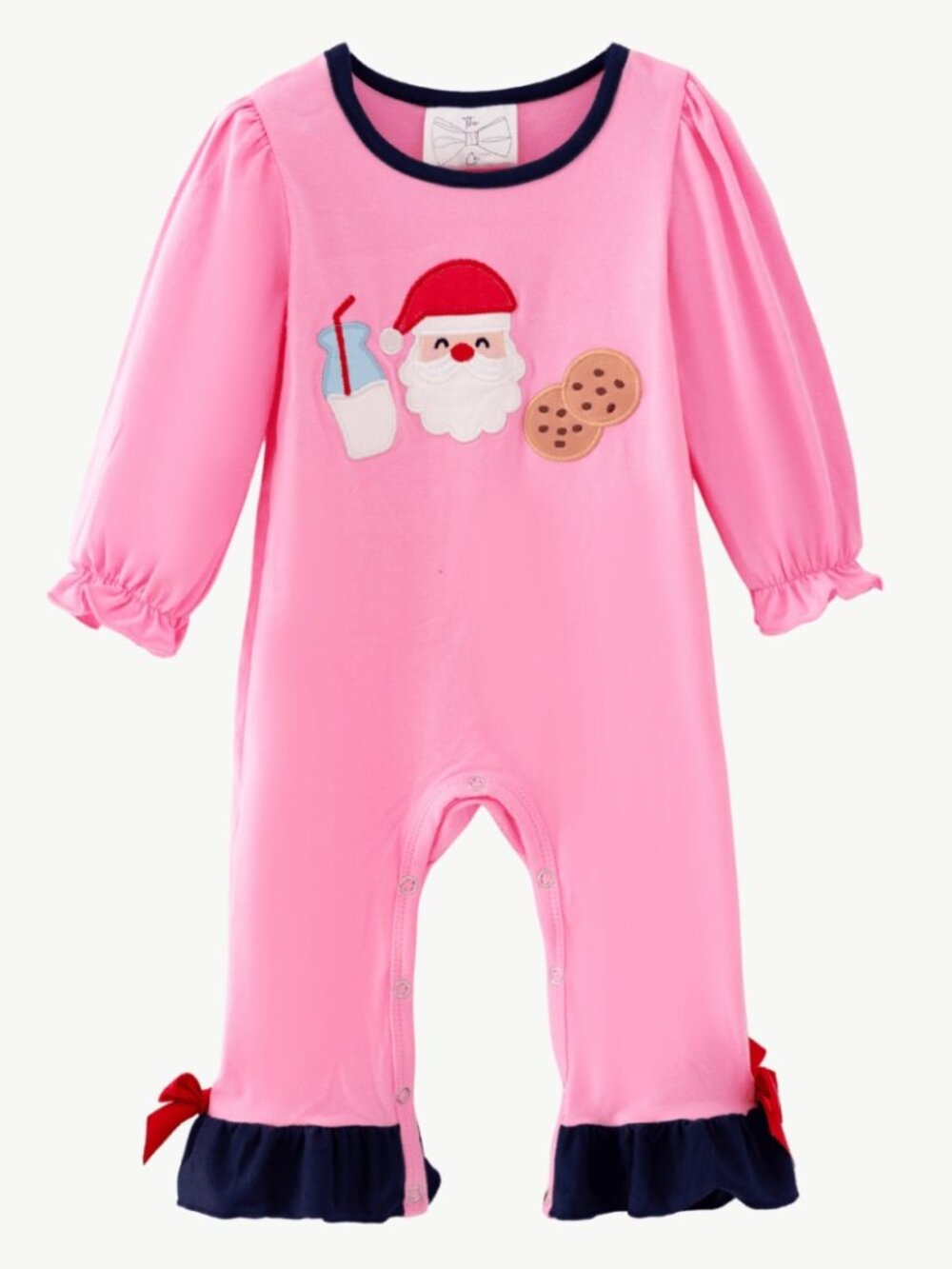 NWT Boutique Santa Milk & Cookies Baby Girl Christmas Applique Romper Jumpsuit